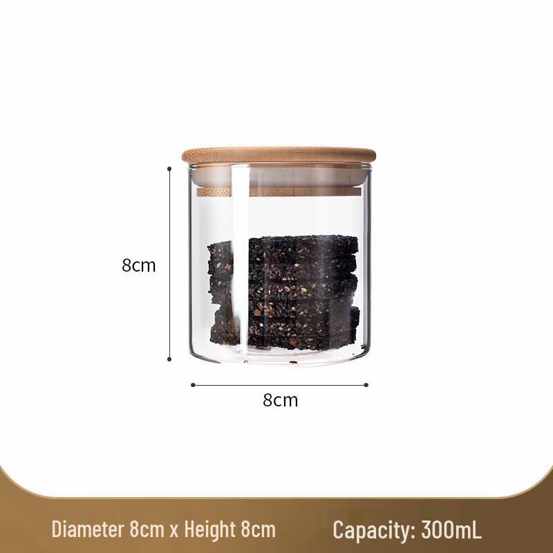 

Food Grade Glass Storage Jar with Bamboo Lid 8cm x 8cm with Bamboo Lid, 300ml