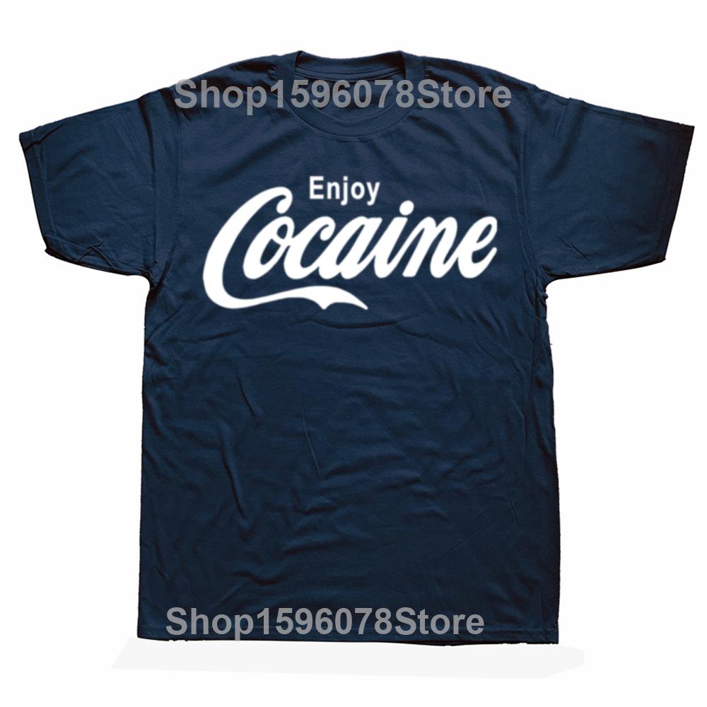 Funny Enjoy Cocaine Graphic T-shirts Men Women's Fashion Casual Oversized Tshirt 100% Cotton Loose Oversized T Shirt