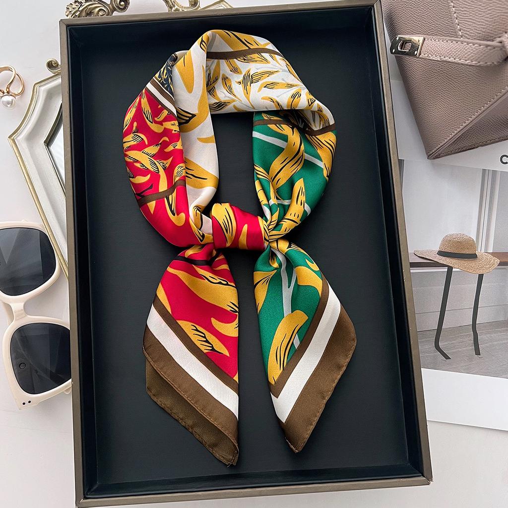 Szalik z imitowanego jedwabiu, Mały kwadratowy szalik w stylu zagranicznym, Szalik damski, Wiosna i lato do klimatyzowanego pomieszczenia biurowego, Wszechstronna chusta