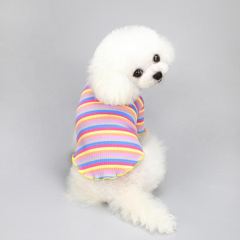 Cotton Rainbow Pet Sweater Spring and Autumn Small Dog and Cat Clothing