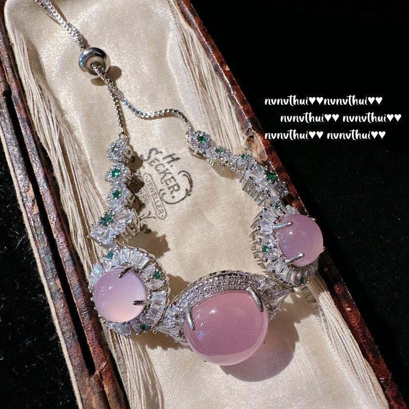 Emperor Pink And Purple Chalcedony Safety Buckle Necklace, Water Spirit, High Ice Powder Chalcedony Engraved Zircon Bracelet.