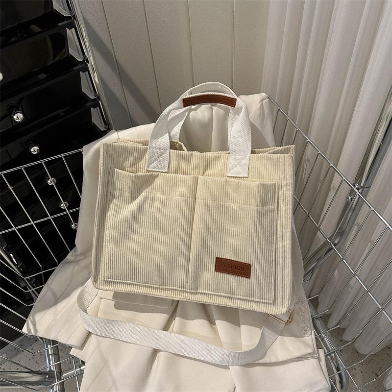 Corduroy large-capacity fashion handbag spring and summer new models are popular now shoulder bag tote bag