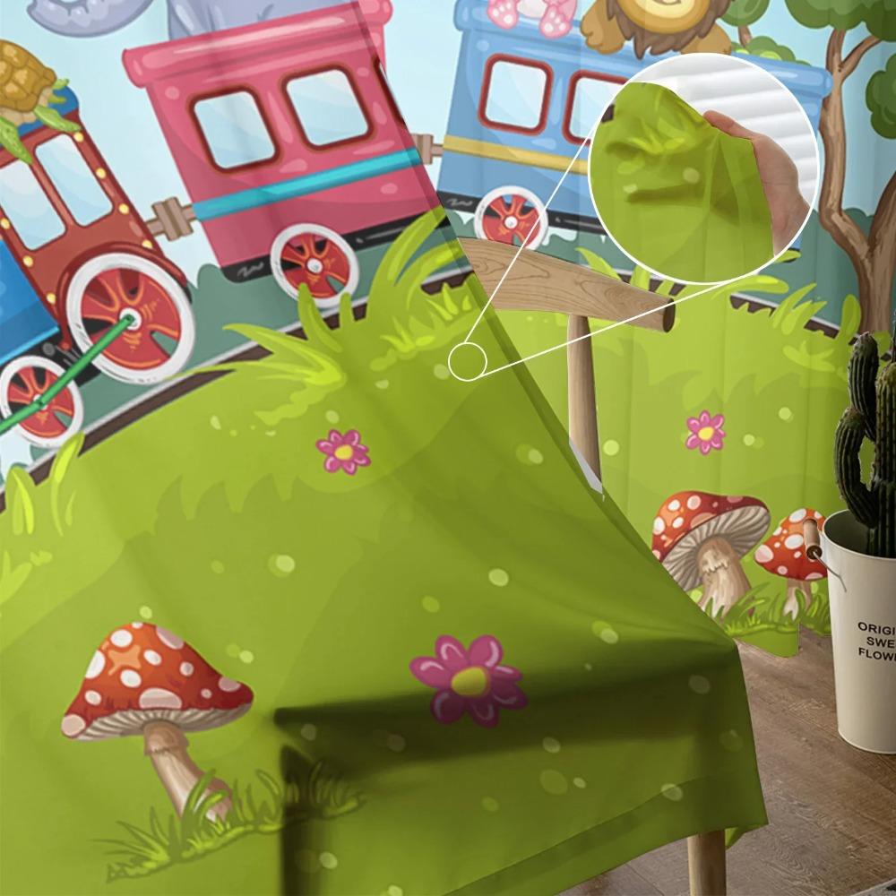 Train Zoo Cartoon Children Sun Rainbow Tulle Sheer Window Curtains for Living Room Bedroom Modern Voile Organza Curtains Drapes