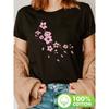 Y- Kirschblütenblatt-Fällt-Print T-Shirt, Kurzarm Rundhals Lässiges Oberteil für Sommer und Frühling, Damenbekleidung