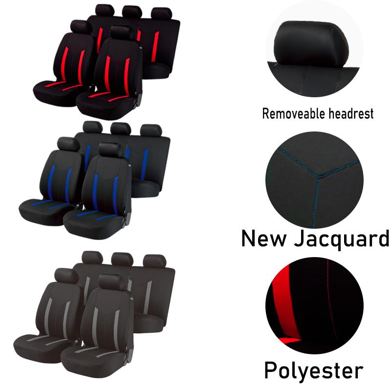 AUTO PLUS Sporty Car Seat Covers Polyester Fabric Full Set Universal Size Seat Covers Fit For SUV Truck Van Accessories Interior