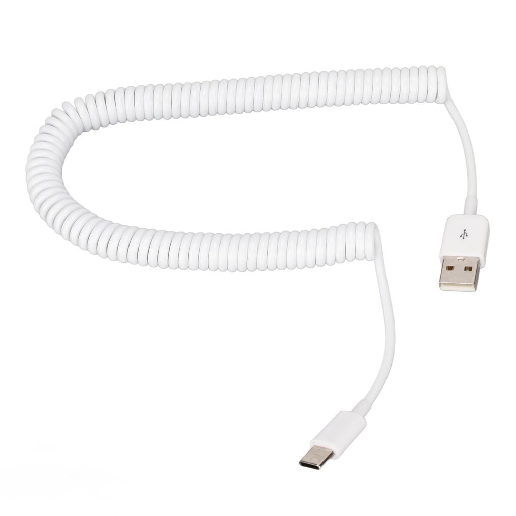 Coiled Charger Cable Type C To USB 2.0 Male 480Mbps Fast Data Extension Cord for Cellphone 9.8ft