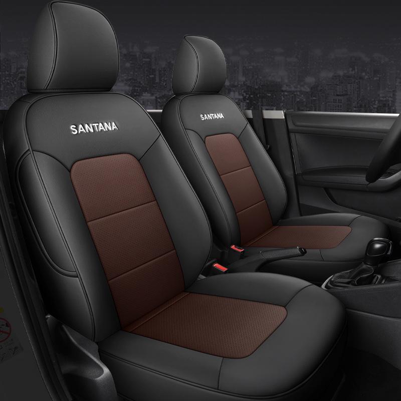 Five-Seat Full Coverage Leather Car Seat Cover for Santana Hao Na - Universal Fit for All Seasons.