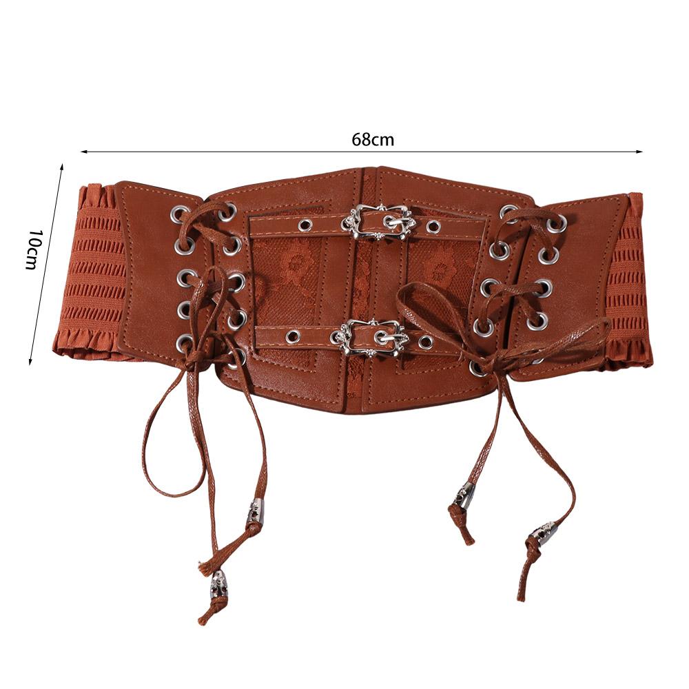 Adjustable Lace Cummerbunds Leather Wide Waist Corset Gothic Corset Belt  Ladies