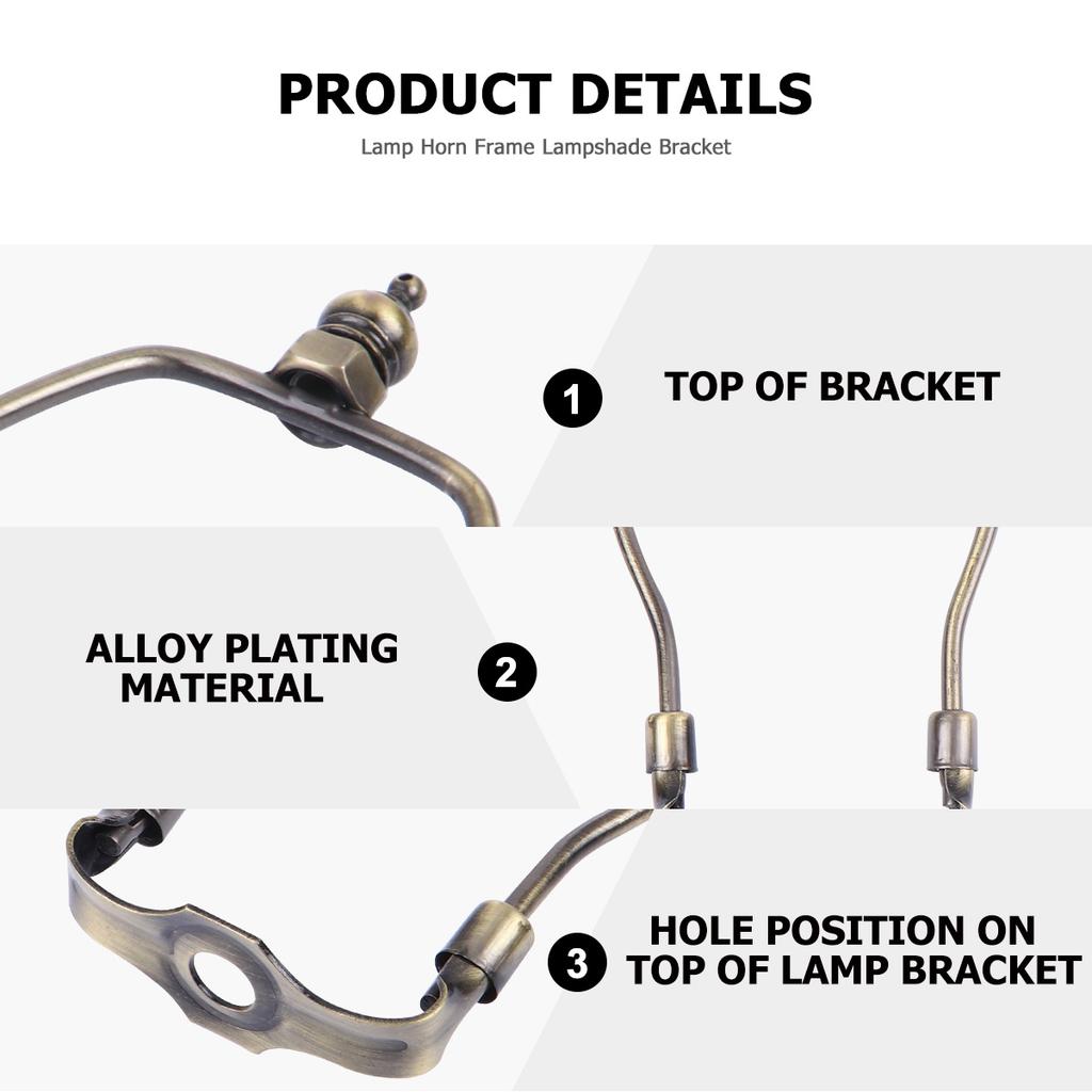 1pc Horn Lamp Bracket 10Mm Bottom Hole Diameter 6 Inch Bronze Iron Lampshade Frame For Lamp Shade Harp Fitting Lighting