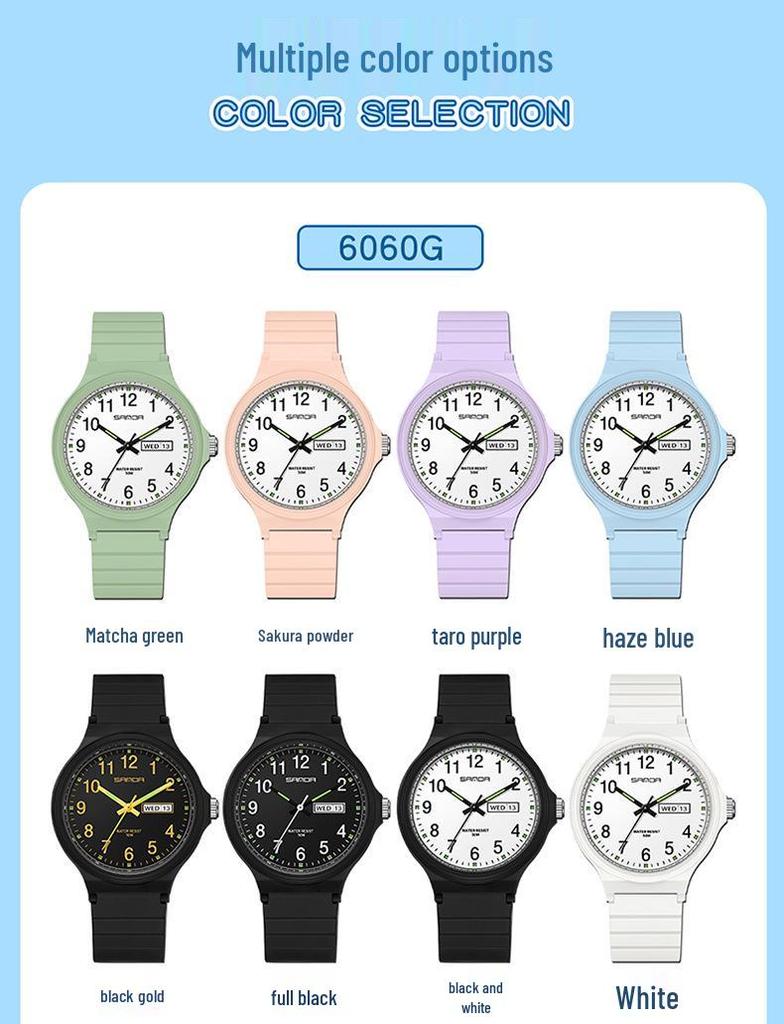 Sanda Unisex Jugend Quartz Prüfungsuhr mit Doppelkalender
