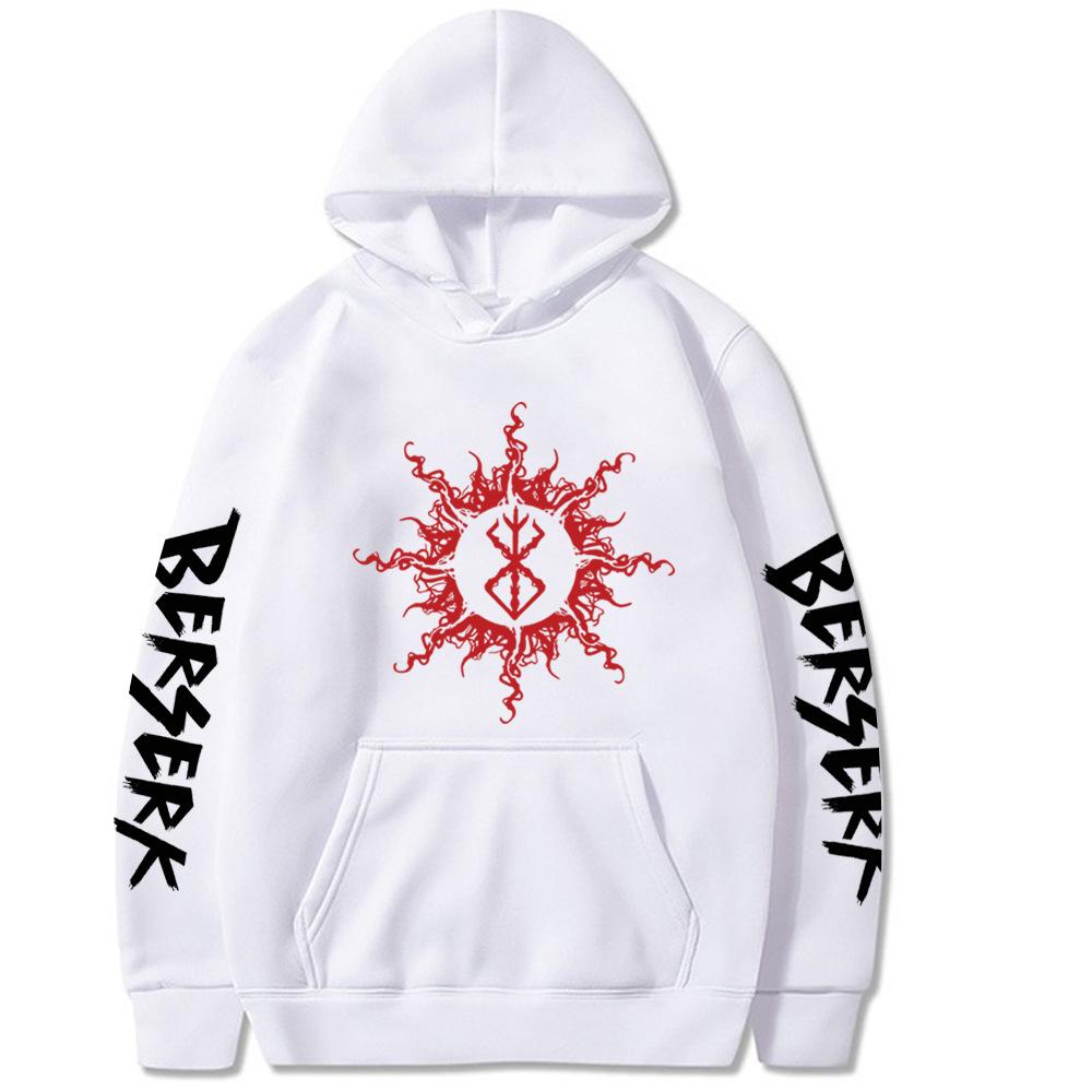 Berserk Logotyp Hoodie Herr- och Dam- Harajuku Pullover Streetwear Unisex Toppar Oversize Höst Vinter Tröja