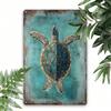 Vintage Metal Poster Sea Turtle Wall Art Beach Home Decor