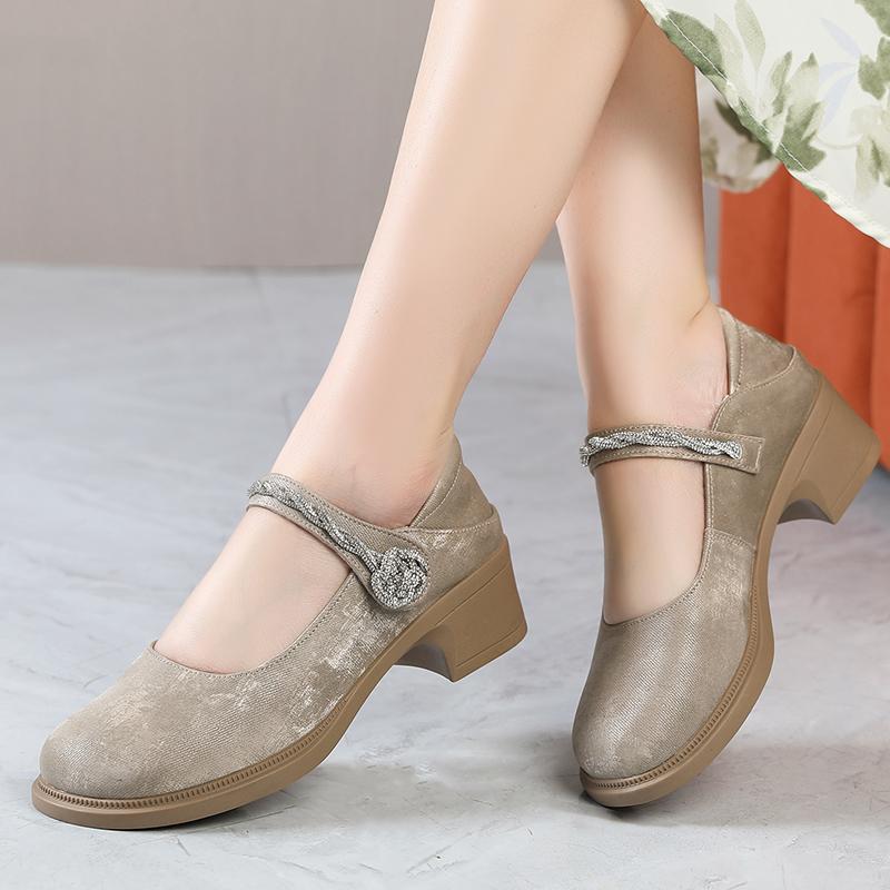 Fashion GKTINOO Round Toe Pumps Comfortable Shoes 2025 New Spring Autumn High Heel Shoes Platform Women Genuine Leather Shoes Large Size