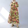 Einfaches Modisches Langes Kleid mit Sommer Fett Übergroß Kurzärmlig Rundhals Bedruckt Freizeitkleider