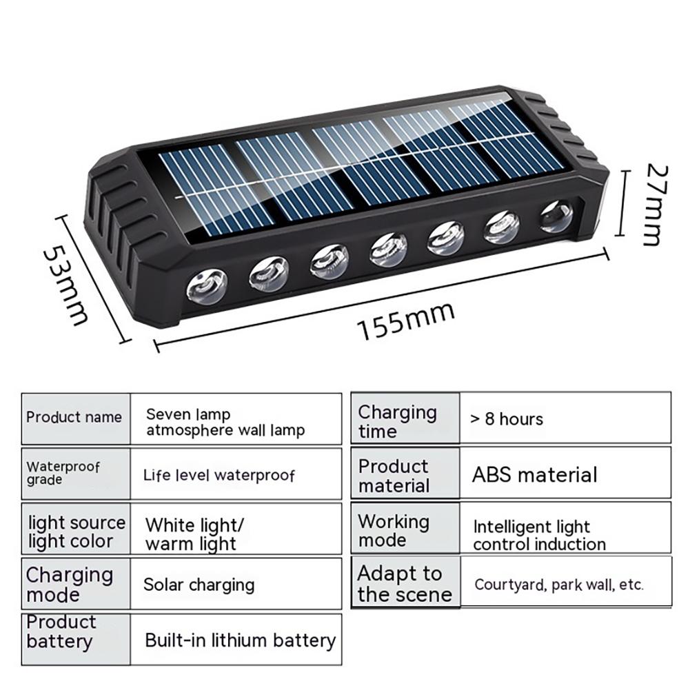 14 LED Solar-Außenleuchten Wasserdicht Auf- und Abbeleuchtung Wandleuchten für Hof Terrasse Garten Garage Gehweg Veranda