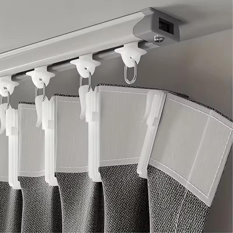 50Pcs Curtain Hanging Hooks Ring Window White Plastic Thickened Adjustable Height Curtain Hook For Home Curtain High Quality
