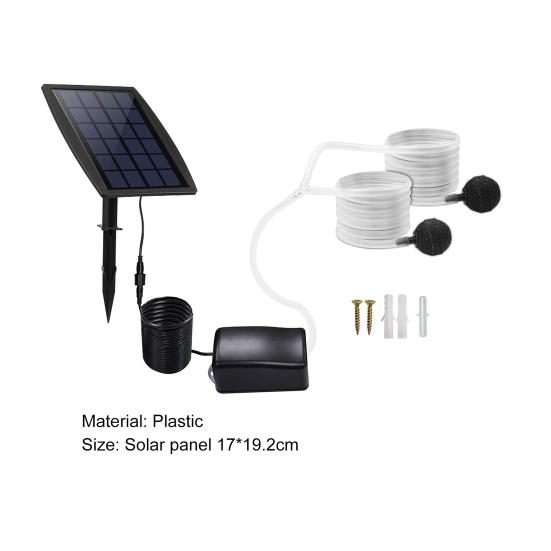 Yousheng 1 Set Fish Tank Oxygen Pump Large Air Volume Low Noise Compact Size High Power Simple Installation Increase Oxygen Plastic Solar Air Pump Kit