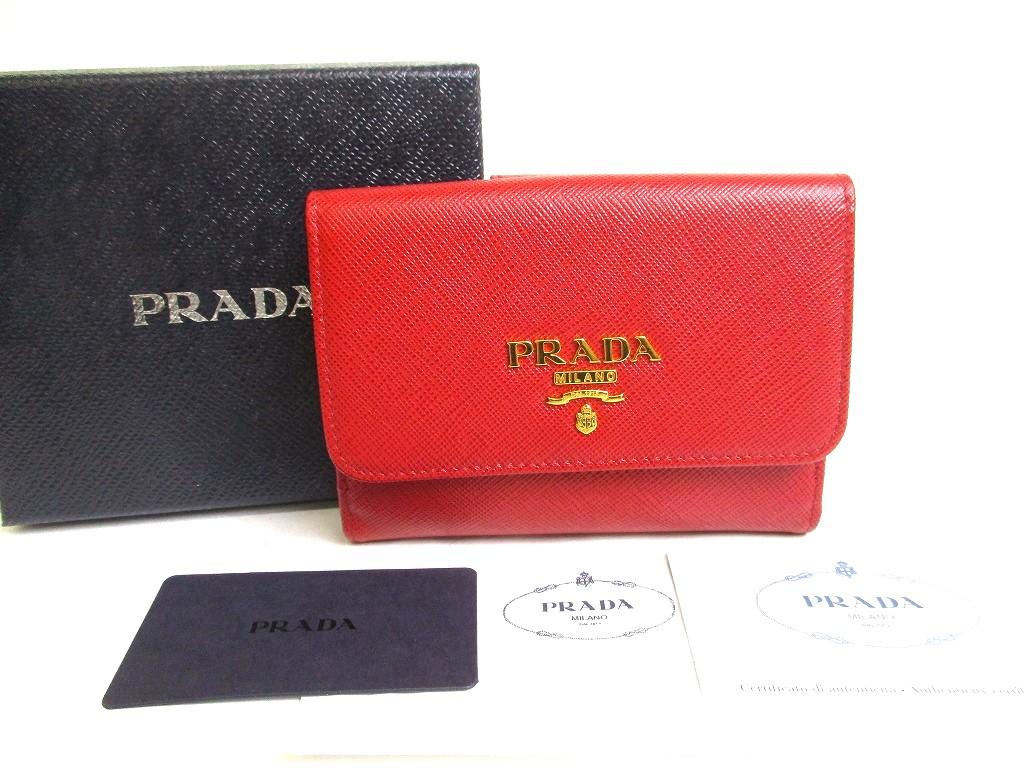 

Автентичний компактний гаманець PRADA Saffiano Red Leather Bifold Wallet #a580 Refurbished