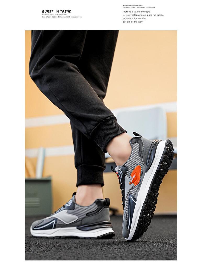 Men's Autumn Breathable Mesh Sneakers, Korean Style, Trendy Thick-Soled Casual Running Dad Shoes