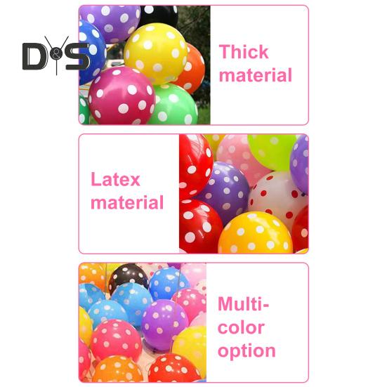100 Pcs Colorful Polka Dot Balloons 12-inch Large Assorted Latex Balloons for Birthday Party Supplies Wedding Festival Decoration