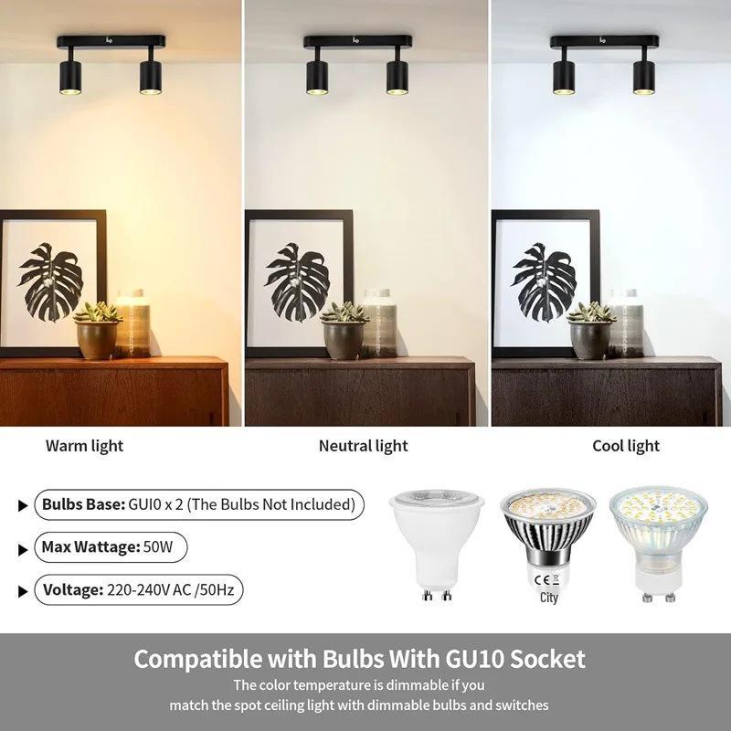Nordic Surface-Mounted GU10 Anti-Glare Rotatable Ceiling Spotlight for Living Rooms and Corridors