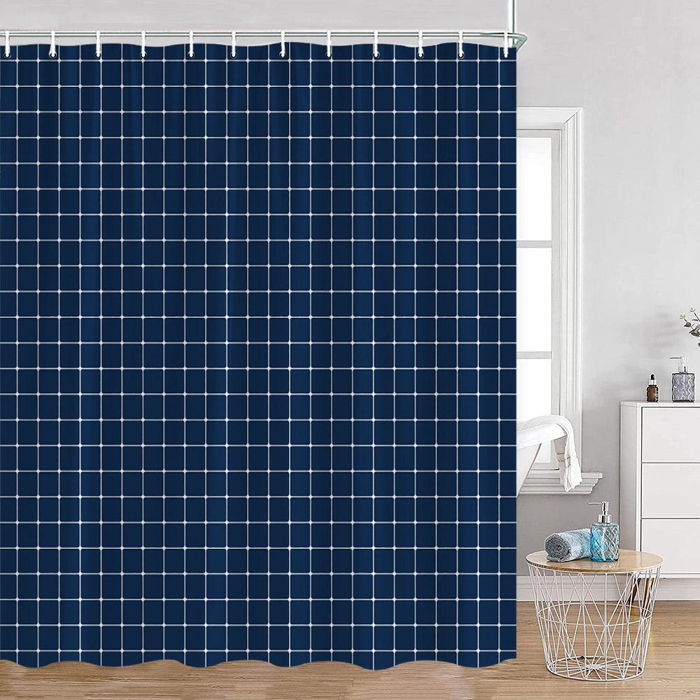 Simple Checkerboard Shower Curtains Colorful Abstract Gingham Pattern Check Checkered Modern Nordic Bathroom Curtains Decor