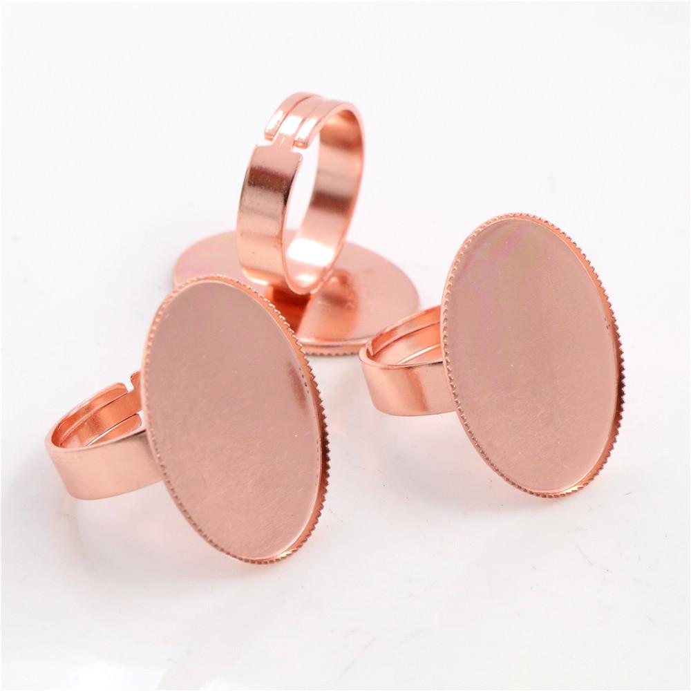 18x25mm 10pcs/Lot Classic Color Series Plated Brass Oval Adjustable Ring Settings Blank/Base,Fit 18*25mm Glass Cabochons