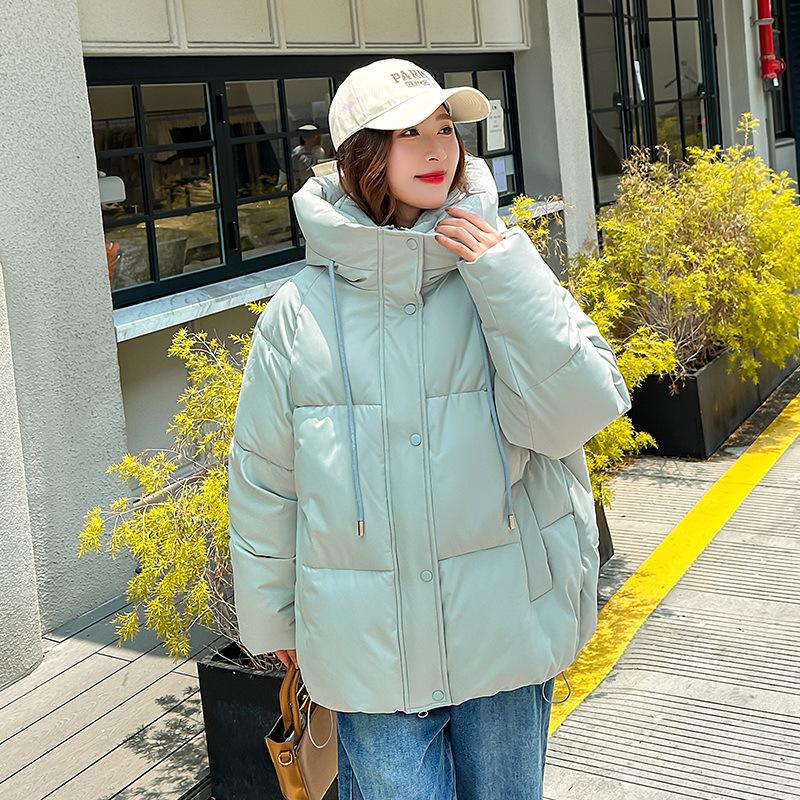 2024 Winter New Short Hooded Women's Cottonpadded Clothes European and American Down Cottonpadded Clothes Thickened Cottonpadded Jackets Women's Trend