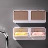 Wall Mount Soap Case Drawer Design Plastic Independent Gird Punch-free Soap Box for Home