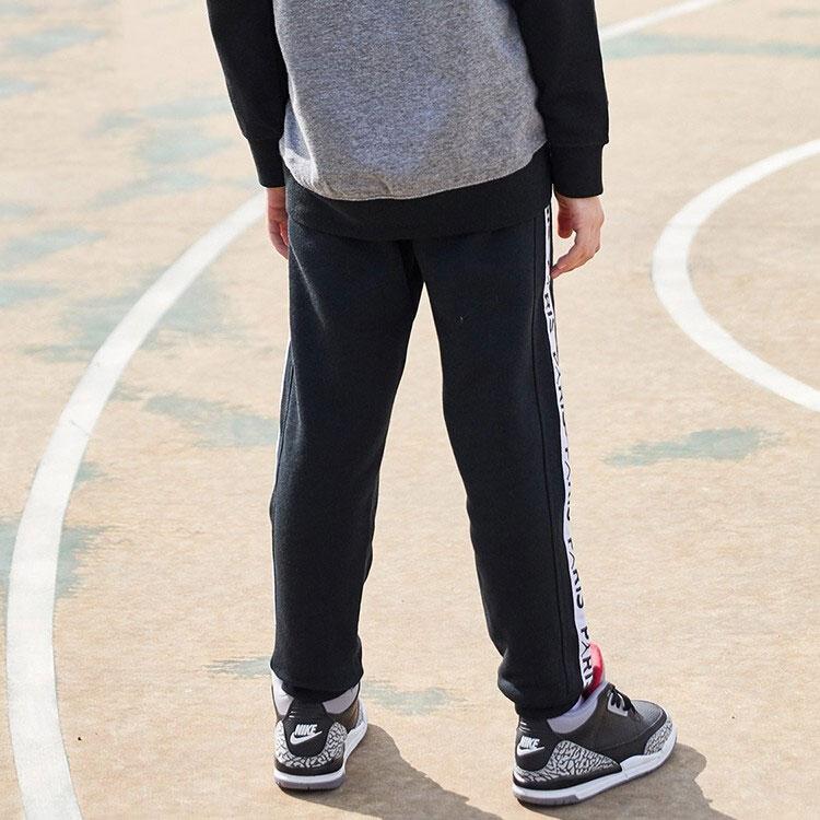 Jordan Knitted Sweatpants Side Logo Fabric Print Elastic Waistband Fleece Lined Elastic Cuff Black Kids' 956619-023