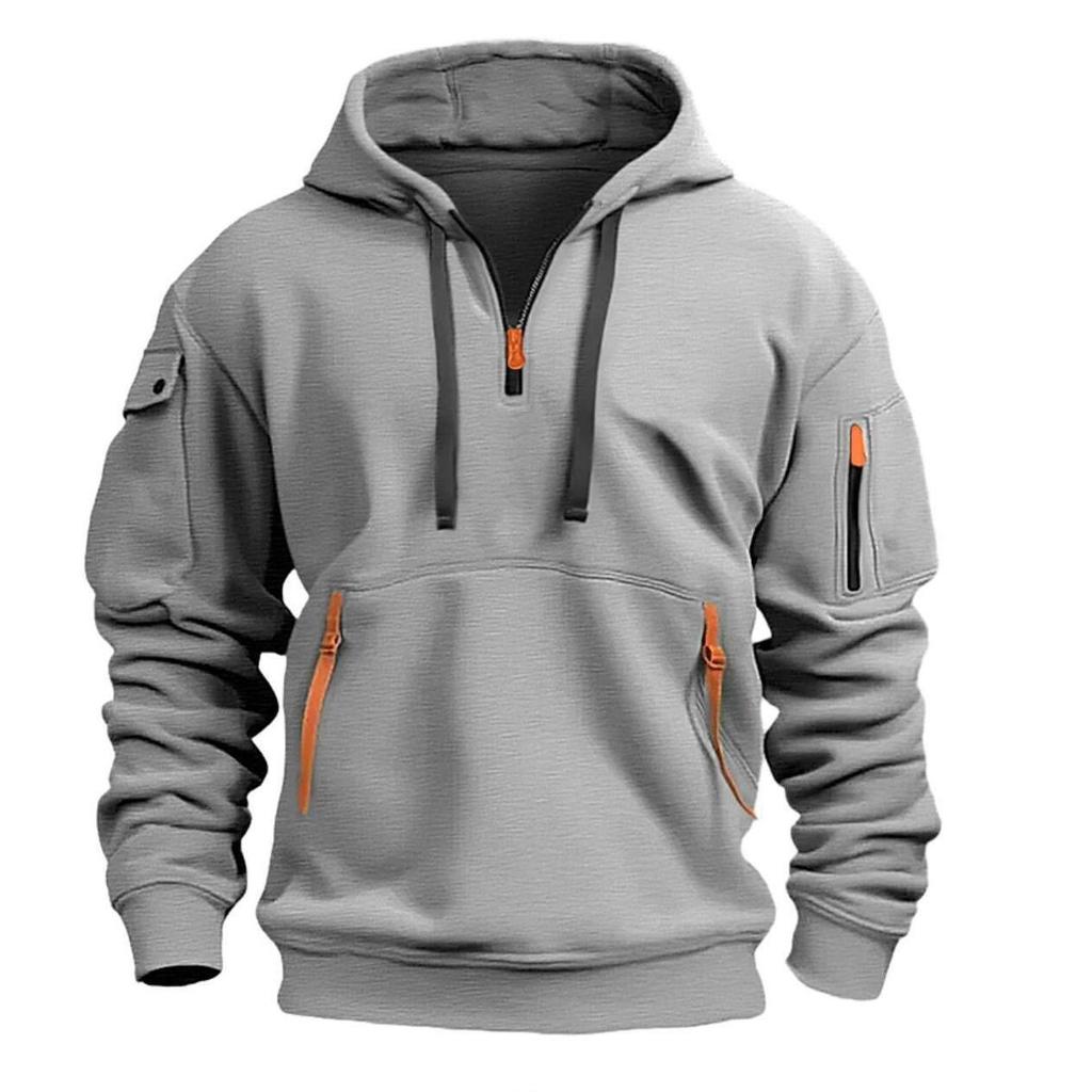 Men's Autumn and Winter Thin Velvet Sweater Casual Loose Dropped Shoulder Hooded Sweatshirt Loose Pullover Fashion Sweatshirt