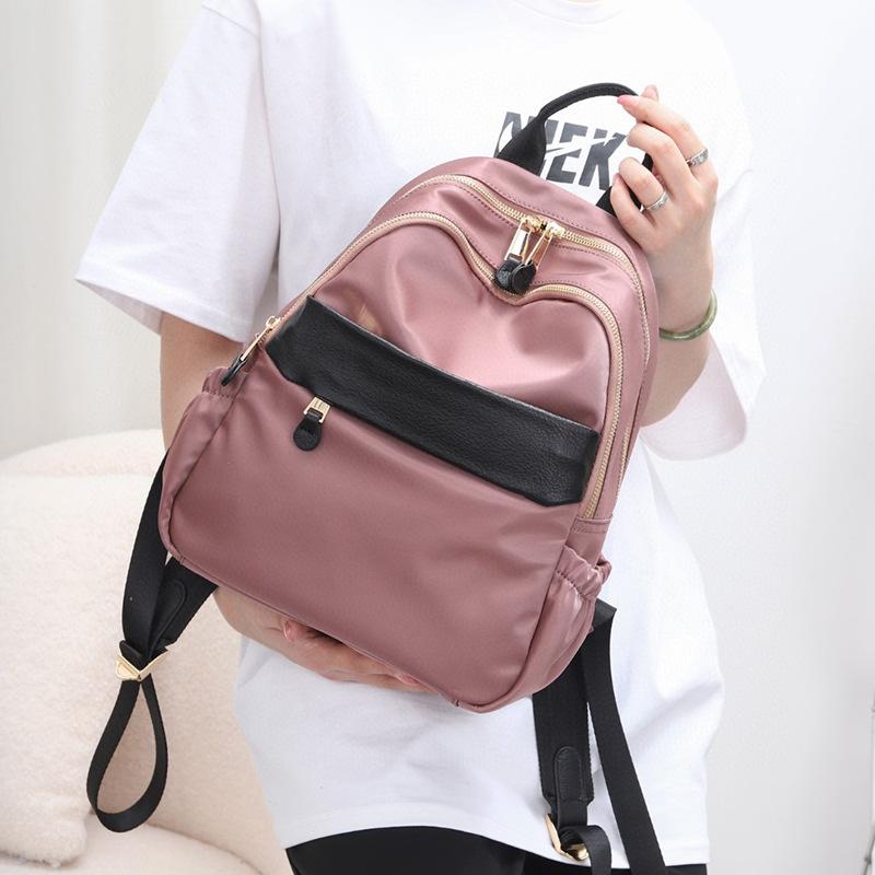 Mochila Mujer Moda Tela Oxford con Cuero Mujer Viaje Trabajo Lona Mochila Ligera