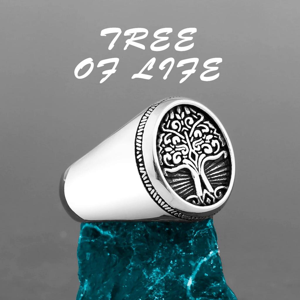 Nordic Viking Stainless Steel Ring Anchor Compass Tree of Life Rune Amulet Wolf Men Women Finger Jewelry Biker Party Club Gift