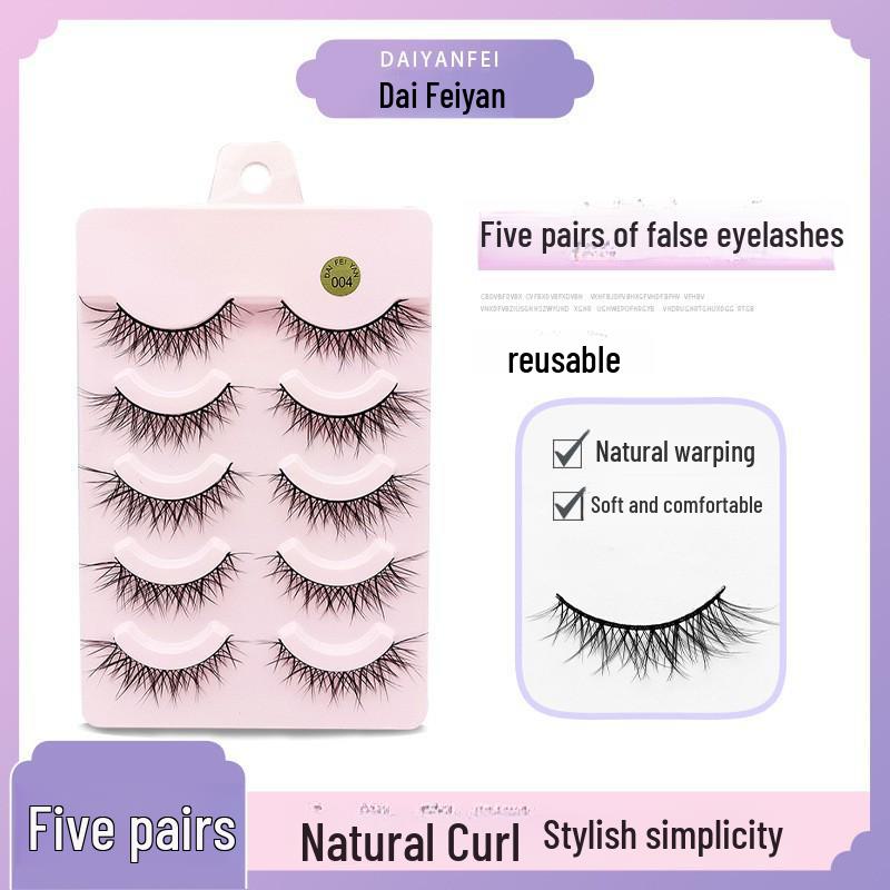 Cartoon Barbie Beginner False Eyelashes - Natural Thick 5 Pairs