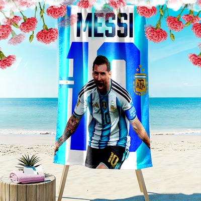 Football Star Messi Beach Towel, Multi-purpose Beach Towel Perfect for Camping and Beach Vacations