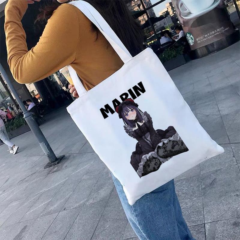 Marin Japan Anime My Dress-Up Darling Manga Reusable Shopping Bag Women Canvas Tote Bags Printing Eco Bag Shopper Shoulder Bags