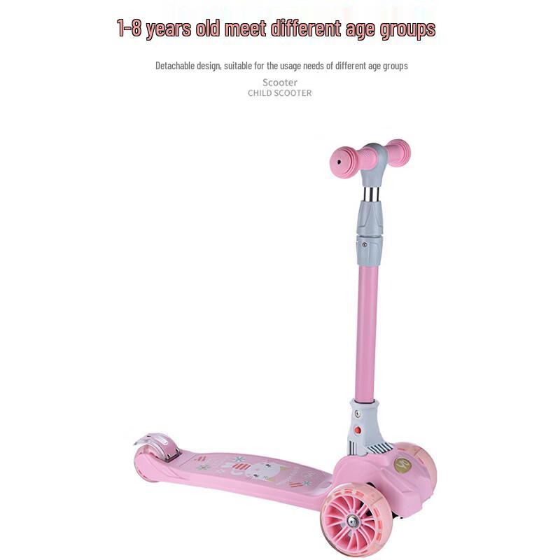 mpouka Adjustable Folding Kids' 3-Wheel Scooter with Flashing Wheels