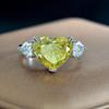 GICA GEMA 100% 925 Sterling Silver 10*12mm Heart Green Zircons Gemstone Rings For Women Sparkling Party Fine Jewelry