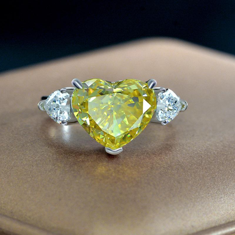 GICA GEMA 100% 925 Sterling Silver 10*12mm Heart Green Zircons Gemstone Rings For Women Sparkling Party Fine Jewelry