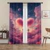 2pcs Dreamy Cosmic Couple & Heart Cloud Curtains   Perfect for Valentine's Day/Fantasy Window Decor  Rod Pocket Curtains