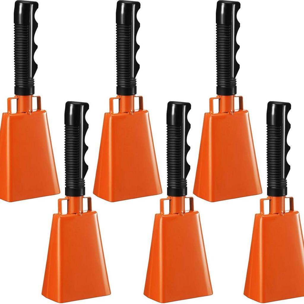 9-Zoll handgekurbelte Kuhglocke für grenzüberschreitende Wettkämpfe und Anfeuern – 8 Zoll lange Handhabe, quadratisches Design