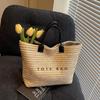 Women Straw Tote Handbag Large Capacity Crochet Beach Shoulder Bag Solid Color Weaving Travel Ladies Summer Daily Bag CLE