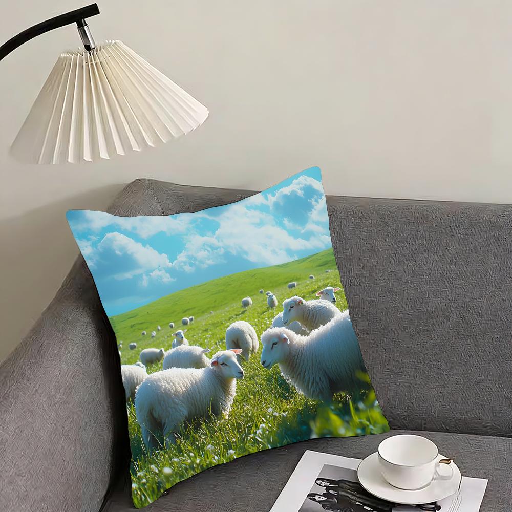 Sheep Cute Cushion Cover Pillowcase Ultra Soft Skin Friendly Fabric Cloud Like Comfort  Concealed Zipper