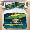 Frog Pattern Bedding Quilt Set Quilt Cover Pillowcase Home Decoration Birthday Gift (1 * Duvet Cover + 2 * Pillowcase, Without Core)