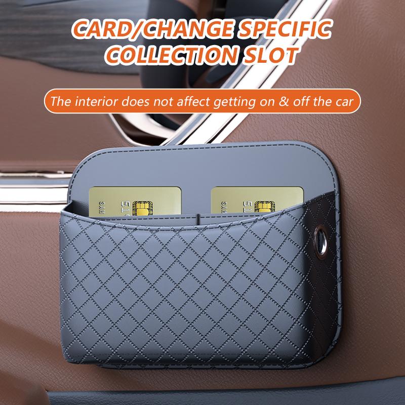 SEAMETAL Boîte de Rangement de Voiture Multifonctionnelle en Cuir PU Sac de Rangement Latéral pour Siège de Voiture Grande Capacité Organisateur de Poche Universel pour Téléphones Cartes Clés