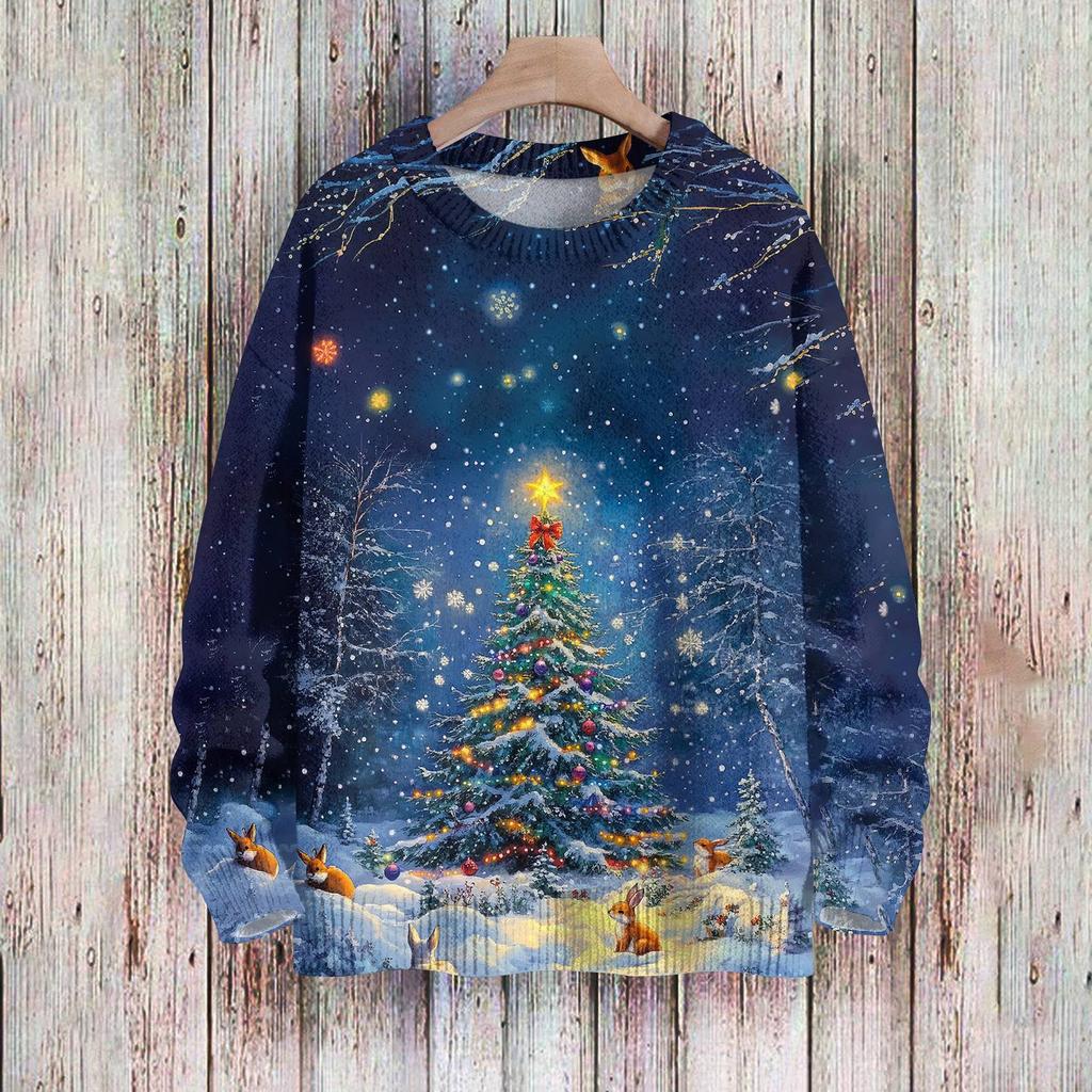 Christmas Sweatshirts For Women Knit Sweater Cute Shirt Fall Crewneck Pullover Tops