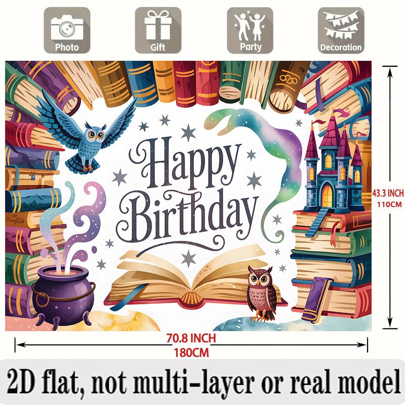 Magic Castle Birthday Banner, Academy Theme Backdrop Wall Decor for Party