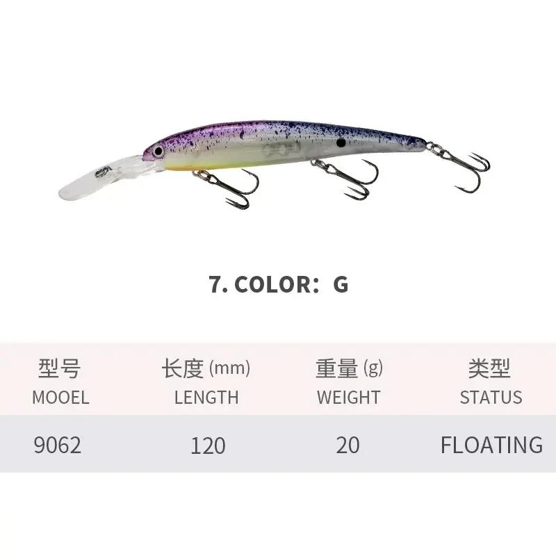 120MM/20G Road Lure Long Tongue Minnow Diving Imitation Fake Bait Freshwater Sea Fishing Warp Bass Fishing Lure Sea Bass Road