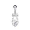 Stainless Steel Hypoallergenic Navel Belly Button Rings Cute CZ Heart Bow Decor Body Jewelry for Summer Beach Wear