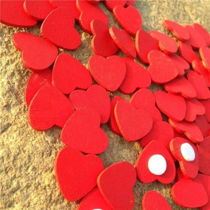 200pcs/Lot Small Wooden Red Heart Sticker for Scrapbooking Carft Diy Card Manual Accessories Wedding Invitation Mini Hearts